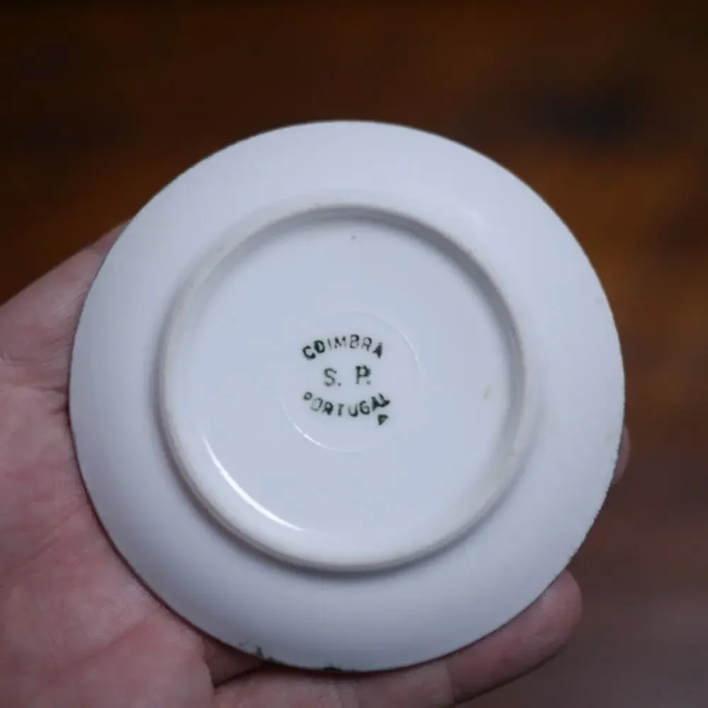 Pair Vintage Coimbra Portugal Equestrian Hunting Ceramic Saucer Plates Coasters